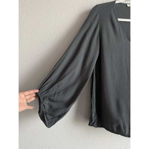 CobbleStone Blouse Women’s M/L Gray Balloon Sleeve Italy Priya Top Minimalist - Picture 8 of 16